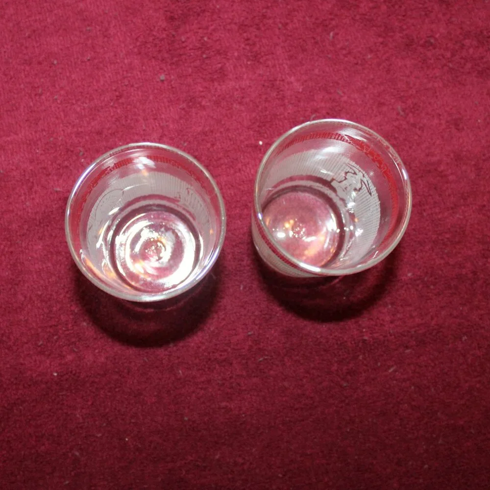 Vintage Red and White Juice Glasses